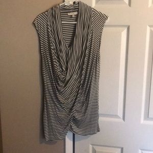 Cowl-neck striped tank